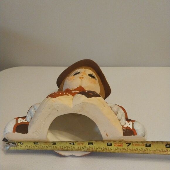 Vintage Ceramic Scarecrow Figurine Handmade Hand Painted Large Fall Harvest Cute - Picture 12 of 14